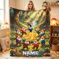 Personalized Fairytale Princess Flannel Blanket, Custom Name Woodland Dwarf Throw, Soft Cozy Kids Bedroom Sofa Travel Gift
