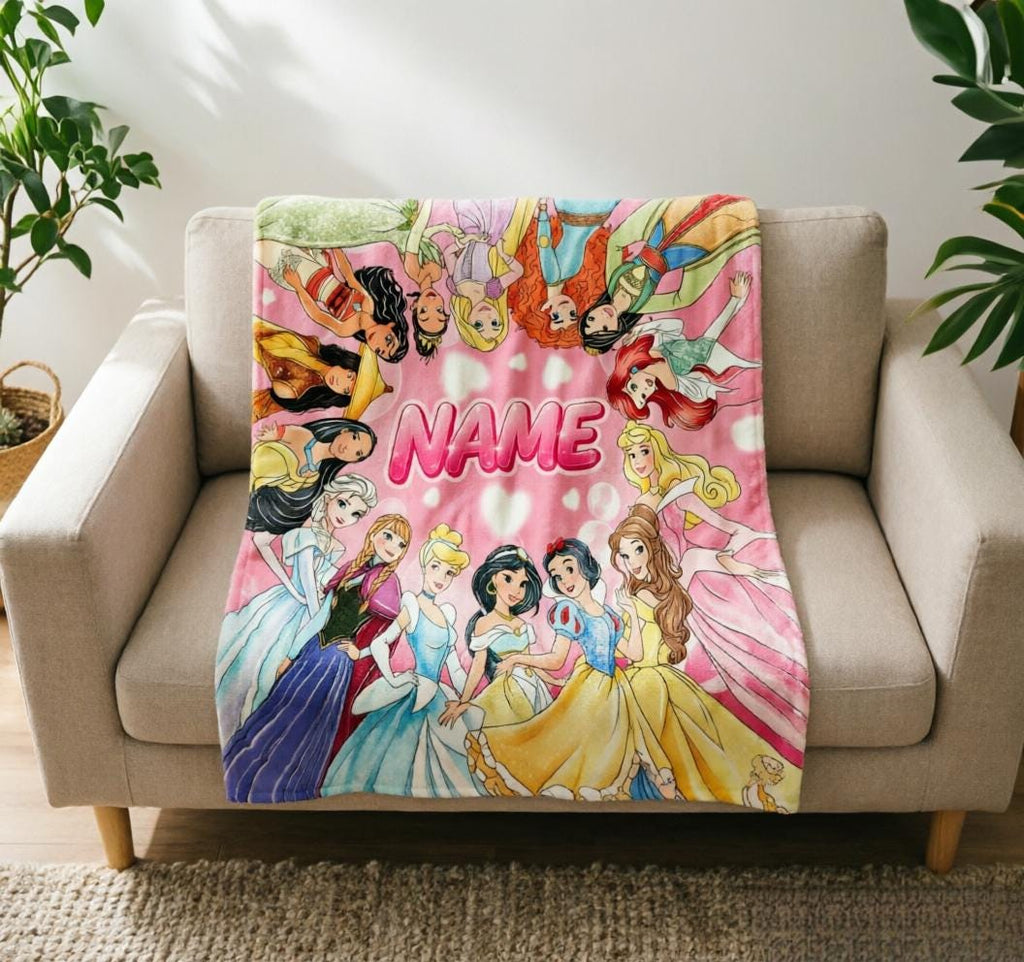 Personalized Princess Girls Blanket Soft Throw, Custom Name Cozy Throw, Unique Keepsake Gift For Princess Fan