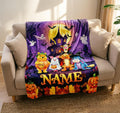 Custom Name Winnie the Pooh Halloween Throw Blanket, Soft Flannel, Spooky Characters (Personalized)