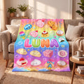Personalized Kawaii Dumpling Blanket, Pastel Cloud Nursery Decor, Cute Steamed Bun Throw, Sweet Candy Toddler Girl Bedding Gift