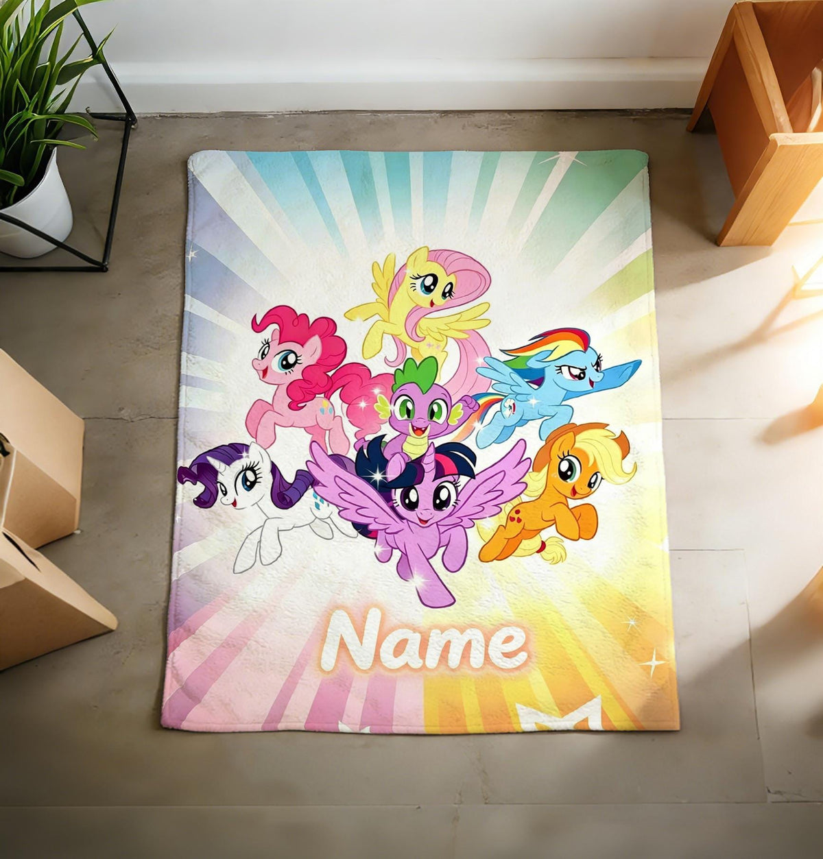Personalized My Little Pony Fleece Blanket, Custom Name Pastel Nursery Decor