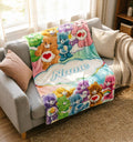 Care Bears Flannel Throw Blanket, Personalized Custom Name Cozy Blanket