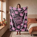 Hello Kitty Graffiti Blanket, Black Pink Pop Art Throw, Sanrio Comic Bedding, Cool Girls Room Gift