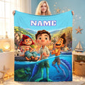 Personalized Sea Adventure Flannel Blanket, Custom Name Ocean Friendship Throw, Soft Cozy Kids Blanket Gift for Bedroom Sofa Travel