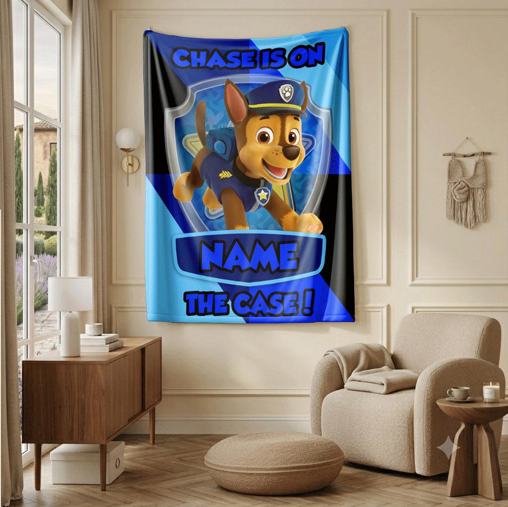 PAW Patrol Sprint Blanket, Blue Diamond Grid Throw, Police Dog Bedding, Active Boys Room Gift