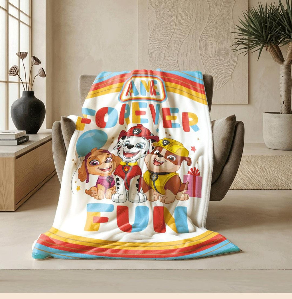 PAW Patrol Forever Fun Blanket, Rainbow Party Throw, Cute Pup Squad Bedding, Kids Gift