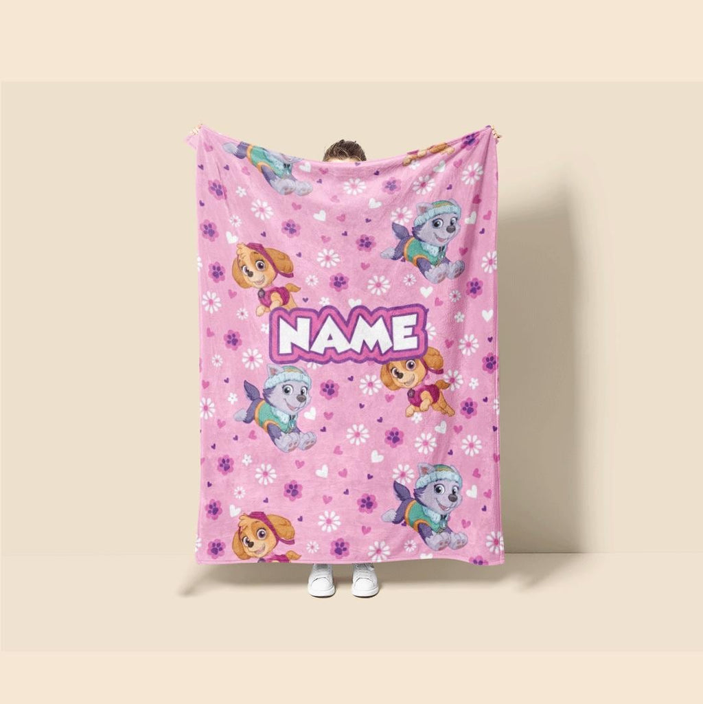 PAW Patrol Pink Blanket, Skye Everest Floral Throw, Hero Dog Pattern Bedding, Sweet Girls Room Gift