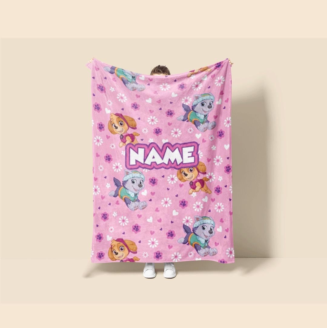 PAW Patrol Pink Blanket, Skye Everest Floral Throw, Hero Dog Pattern Bedding, Sweet Girls Room Gift