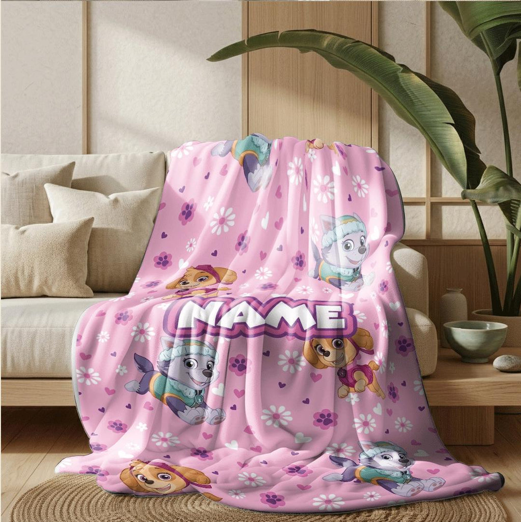 PAW Patrol Pink Blanket, Skye Everest Floral Throw, Hero Dog Pattern Bedding, Sweet Girls Room Gift