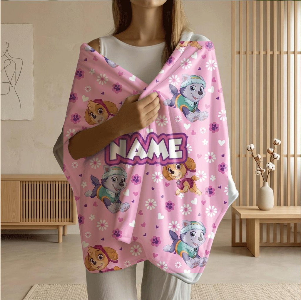 PAW Patrol Pink Blanket, Skye Everest Floral Throw, Hero Dog Pattern Bedding, Sweet Girls Room Gift
