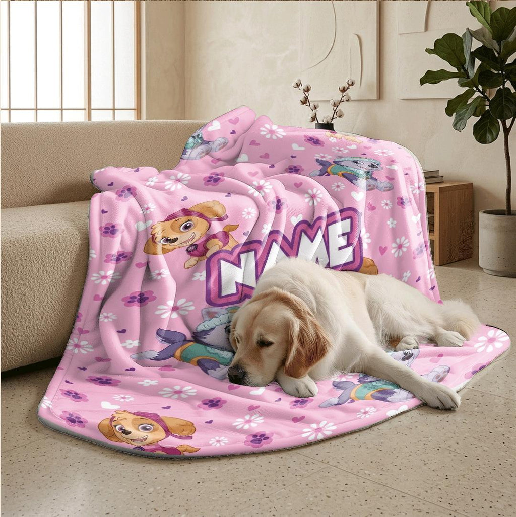 PAW Patrol Pink Blanket, Skye Everest Floral Throw, Hero Dog Pattern Bedding, Sweet Girls Room Gift