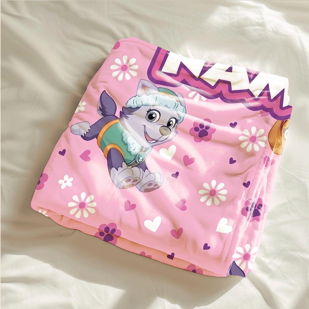 PAW Patrol Pink Blanket, Skye Everest Floral Throw, Hero Dog Pattern Bedding, Sweet Girls Room Gift