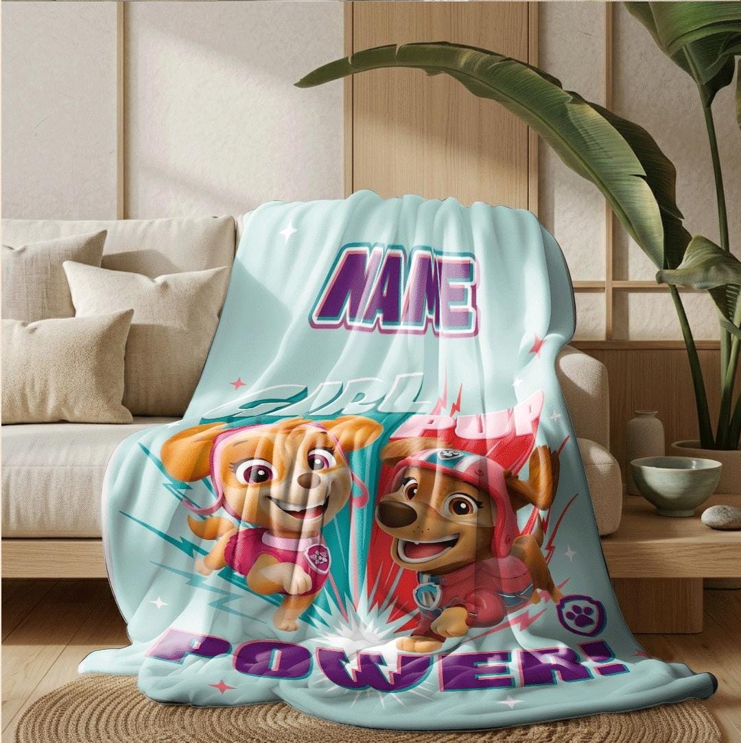 PAW Patrol Skye Liberty, Pop Art Poster Blanket, Hero Girls Bedding, Brave Rescue Pup Gift