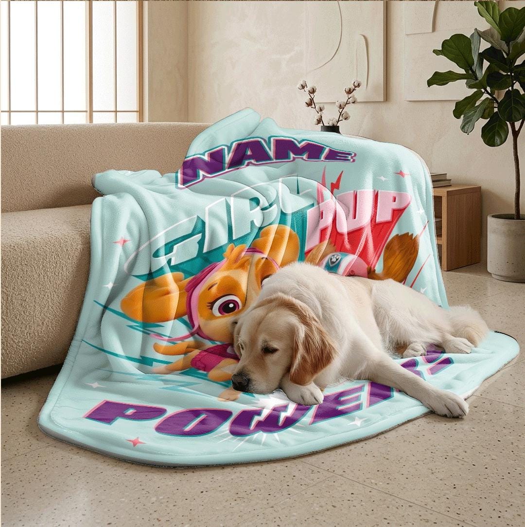 PAW Patrol Skye Liberty, Pop Art Poster Blanket, Hero Girls Bedding, Brave Rescue Pup Gift