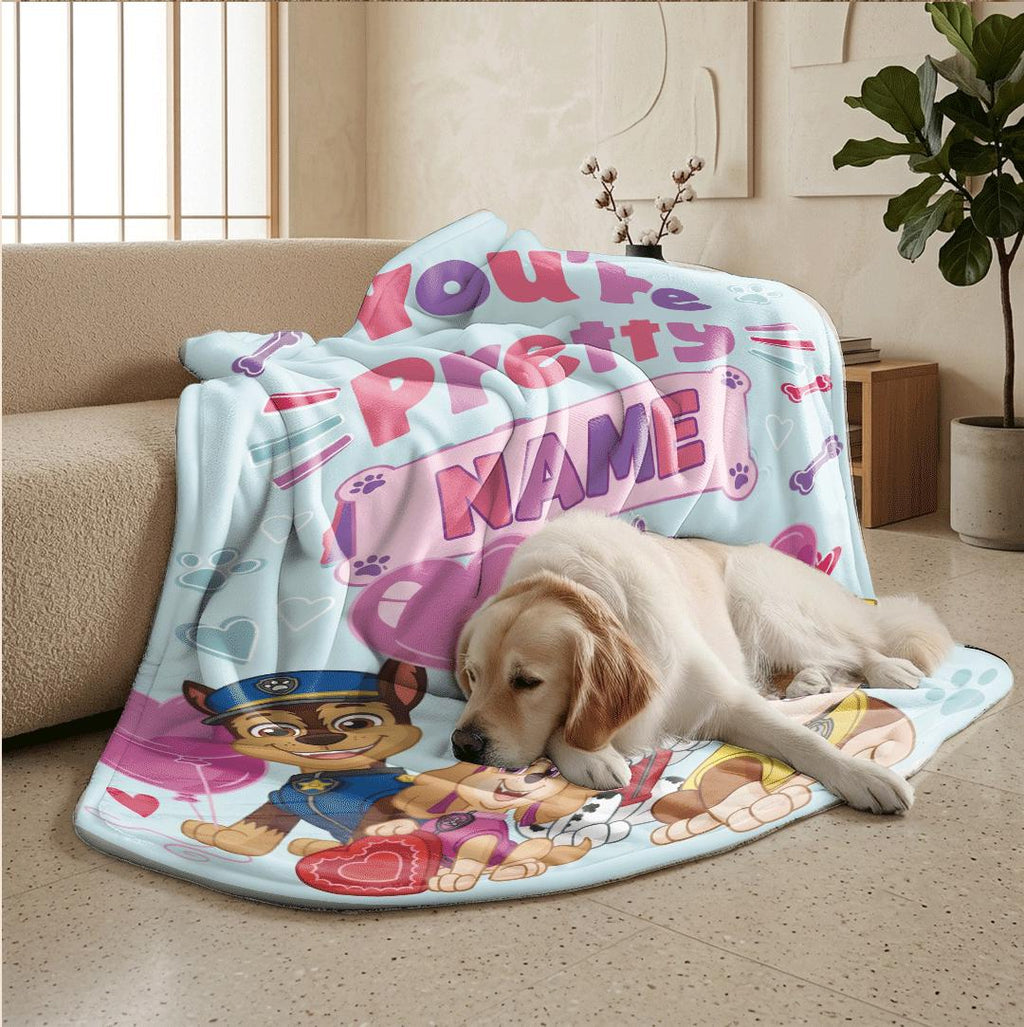 PAW Patrol Valentine Blanket, Heart Balloon Dog Throw, Sweet Squad Bedding, Kids Party Gift