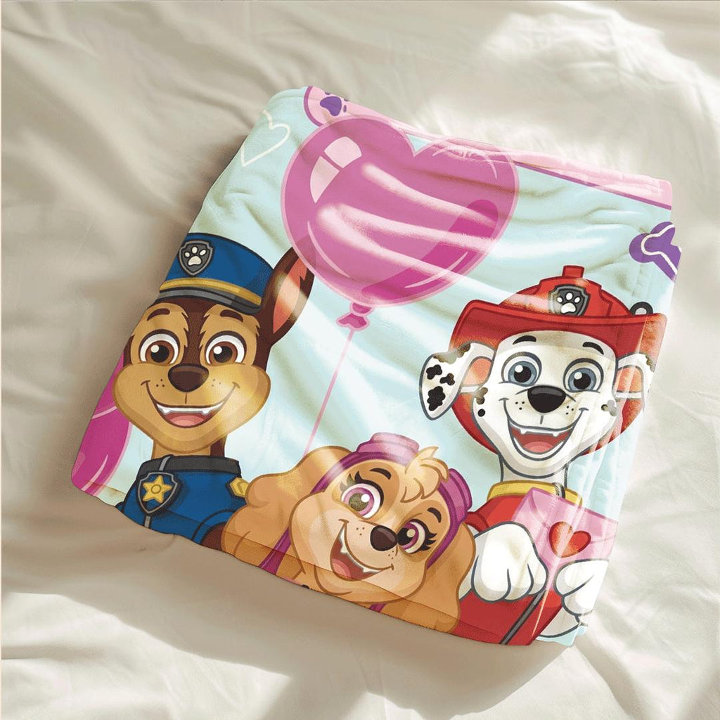 PAW Patrol Valentine Blanket, Heart Balloon Dog Throw, Sweet Squad Bedding, Kids Party Gift