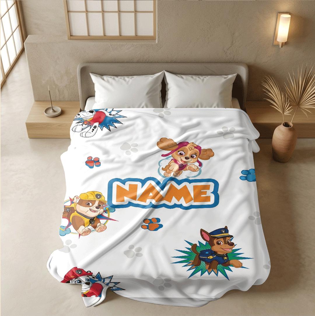 PAW Patrol Pop Art Blanket, Action Comic Throw, Hero Dog Seamless Bedding, Kids Fan Gift