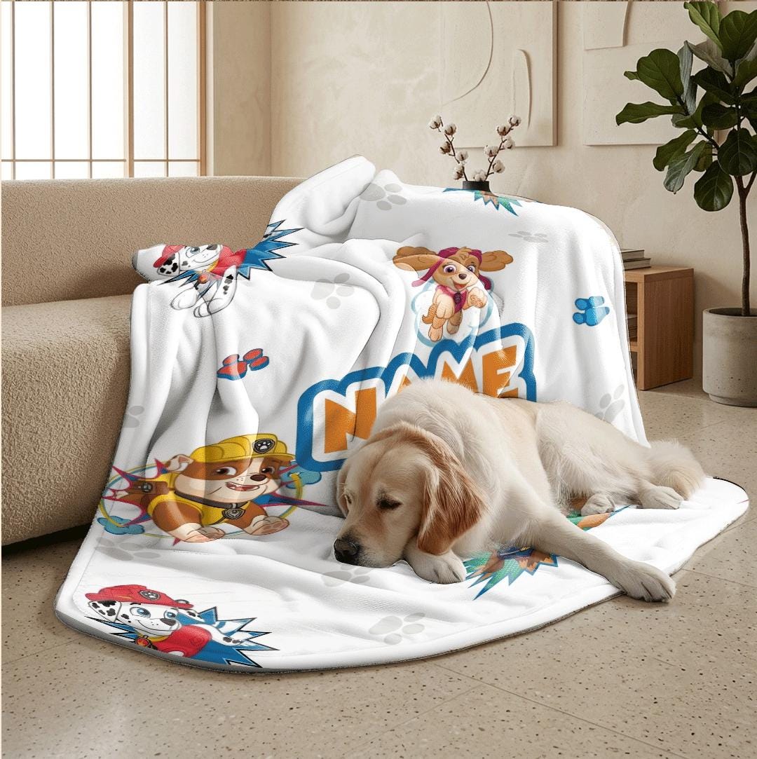 PAW Patrol Pop Art Blanket, Action Comic Throw, Hero Dog Seamless Bedding, Kids Fan Gift