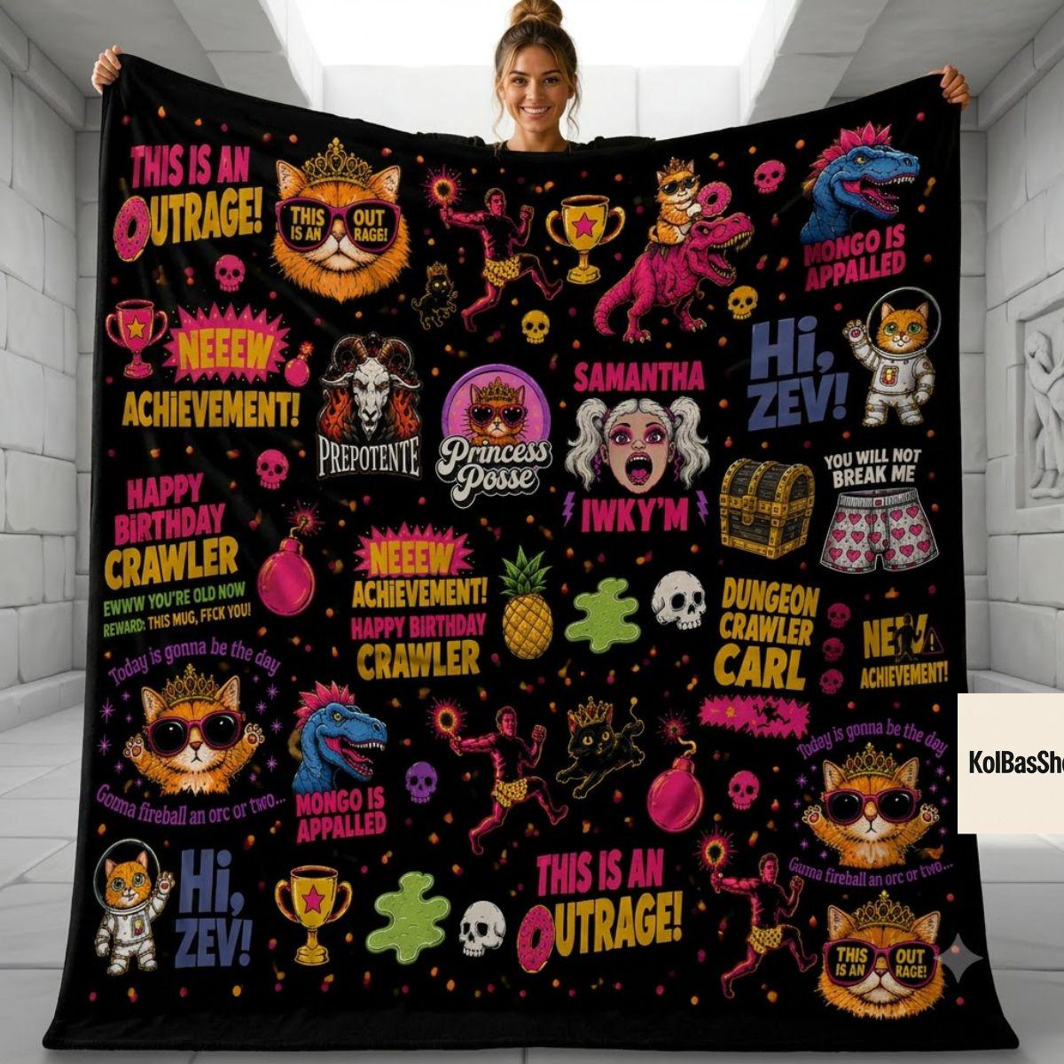 Dungeon Crawler Carl Blanket, Princess Donut Throw Blanket, LitRPG Fantasy Blanket, Book Lover Cozy Blanket, Sci Fi Reader Home Decor