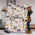 Personalized Spooky Name Blanket, Custom Mickey and Friends Halloween Throw Blanket, Spooky Season Gift, Cozy Fleece Bedding, Spooky Blanket