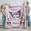 Personalized Kuromi Blanket, Custom Kuromi Throw with Name, Sanrio Kids Cozy Blanket, Kawaii Gift for Girls, Cute Anime Birthday Gift