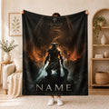 Personalized Skyrim Dragonborn Fan Blanket, Dark Fantasy Warrior Throw (Custom Name)