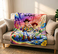 Custom‑Name Toy Story Blanket Soft Throw, Rainbow Dream Scene, Gift For Playful Kids