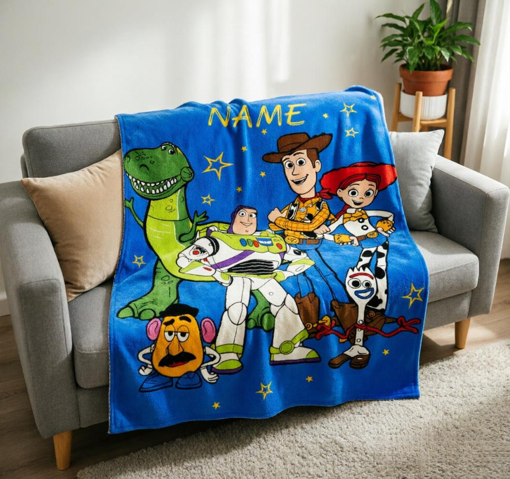 Personalized Toy Story Blanket Soft Throw, Full Character Squad, Gift For Animated Series Enthusiasts