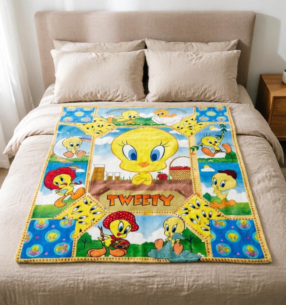 Personalized Tweety Bird Blanket Soft Throw, Custom Name Kids Cozy Throw