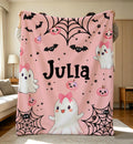 Personalized Halloween Blanket,Cute Ghosts Blanket,Daughter Spooky Season Gift,Custom Name Soft Flannel Throw Blanket,Halloween Home Decor
