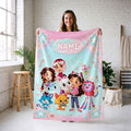 Gabby's Starry Hug Blanket, Ice Blue Dreamy Custom Throw, Kids Cartoon Bedding, Girls Cozy Room Gift