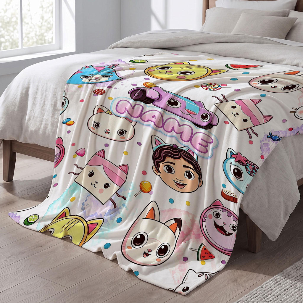Gabby's Faces Blanket, Watermelon Candy Custom Throw, Kids Dollhouse Bedding, Girls Summer Gift