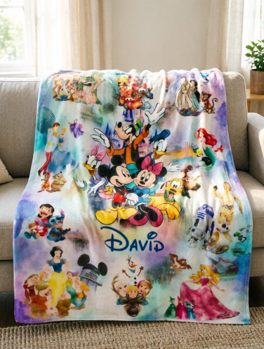 Personalized Mickey Crew Blanket Soft Throw, Mixed Cartoon Throw