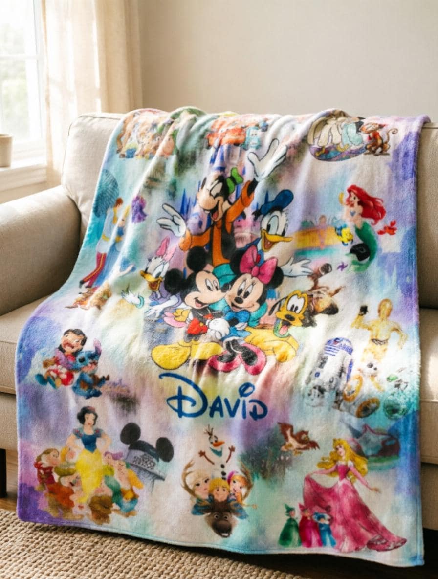 Personalized Mickey Crew Blanket Soft Throw, Mixed Cartoon Throw
