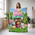 Gabby's Magic Tree Blanket, 3D Dollhouse Meadow Throw, Kids Cartoon Bedding, Girls Dreamy Room Gift