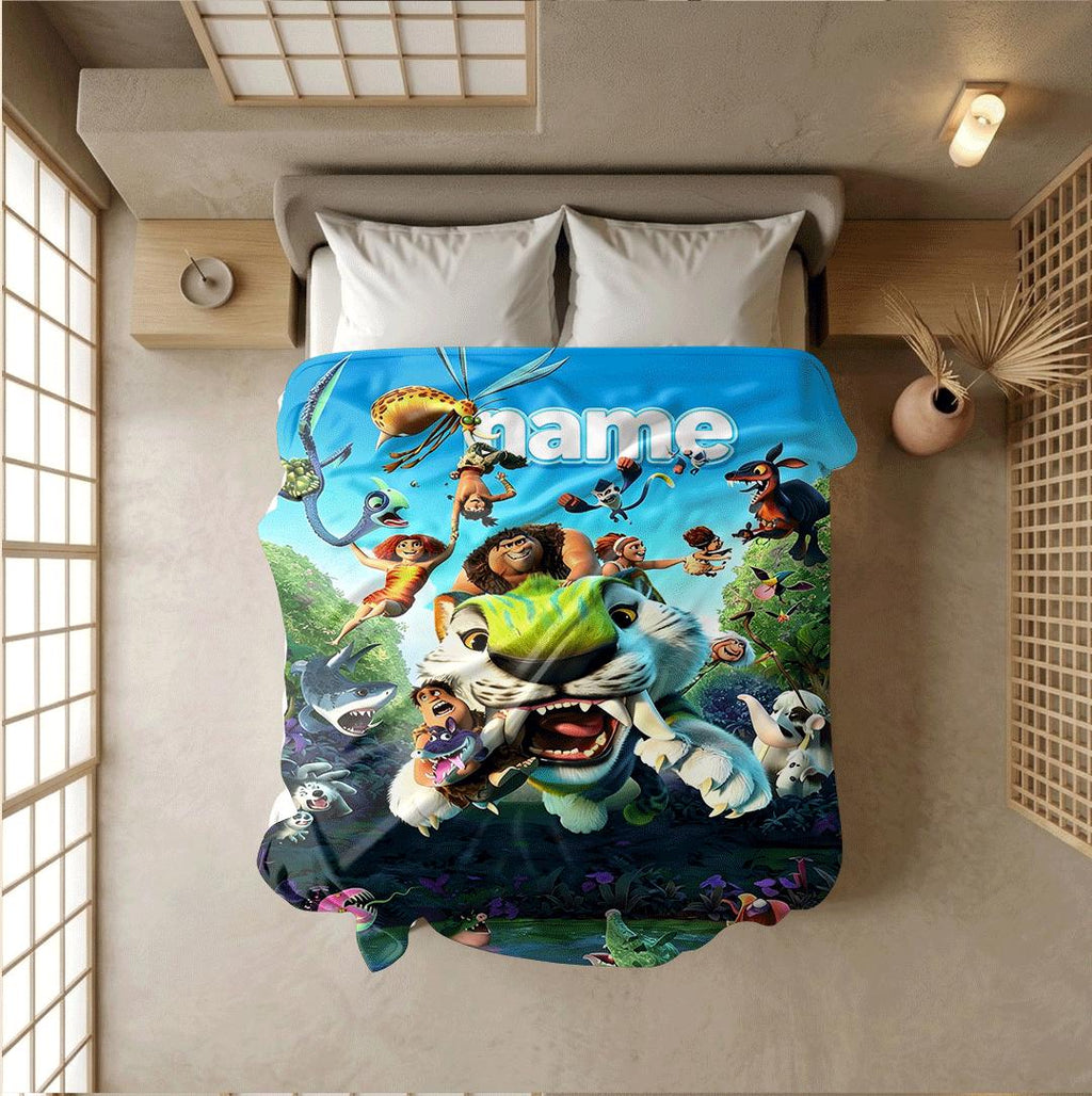 Croods beast print cartoon blanket single blanket car blanket dormitory blankets Customized name all‑season blankets birthday gift