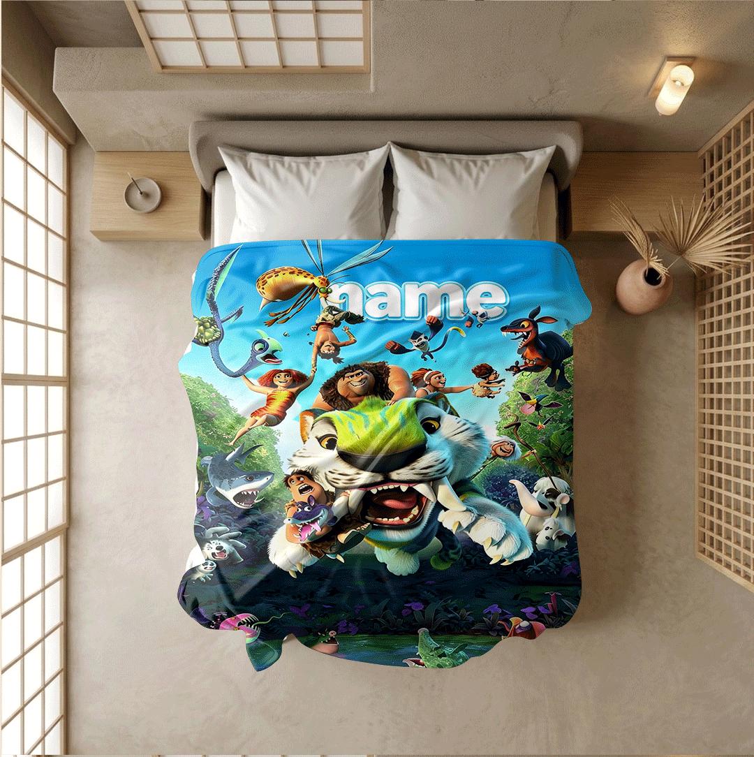Croods beast print cartoon blanket single blanket car blanket dormitory blankets Customized name all‑season blankets birthday gift