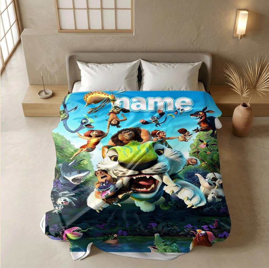 Croods beast print cartoon blanket single blanket car blanket dormitory blankets Customized name all‑season blankets birthday gift