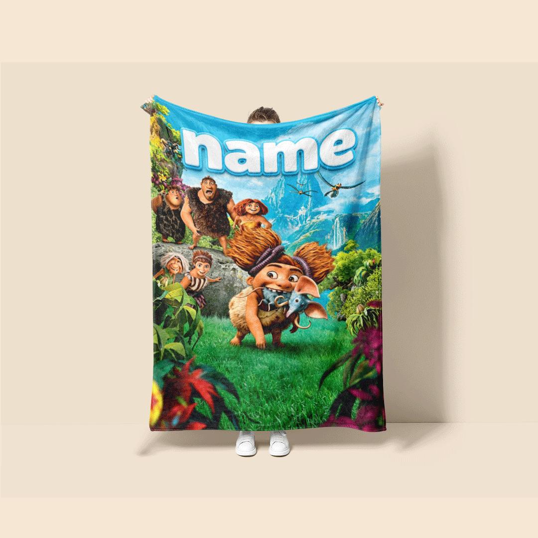 Croods family print kids blanket sofa blanket hotel blanket Customized name lunch break blankets holiday gift