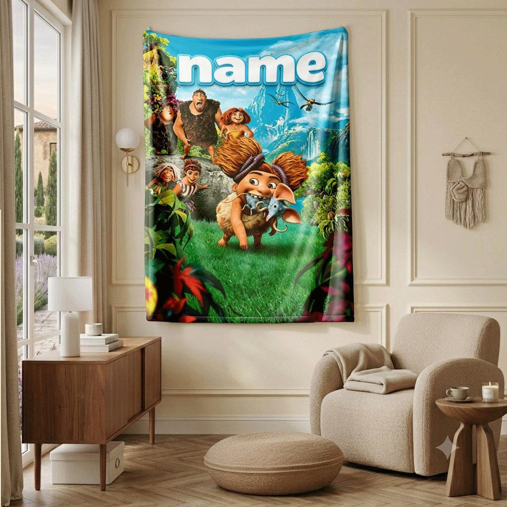 Croods family print kids blanket sofa blanket hotel blanket Customized name lunch break blankets holiday gift