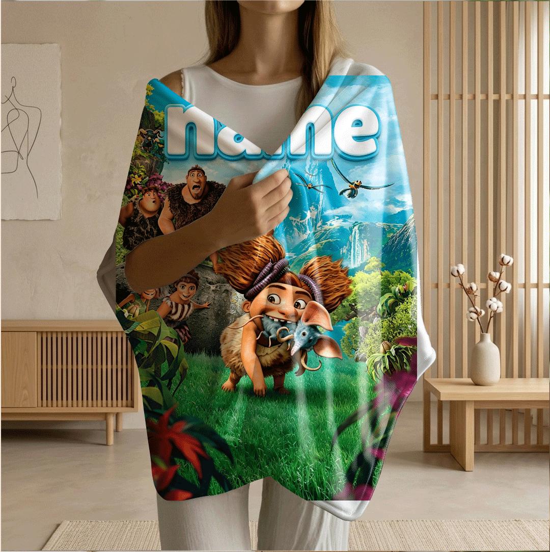 Croods family print kids blanket sofa blanket hotel blanket Customized name lunch break blankets holiday gift