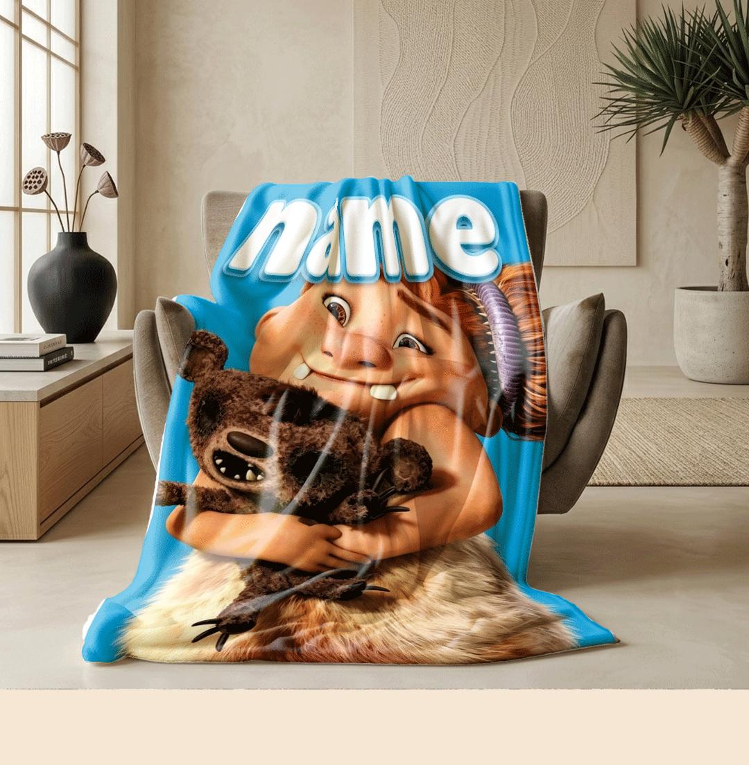 Cave kid doll print portable blanket dorm single blanket pet blanket Customized name air conditioning blankets surprise gift