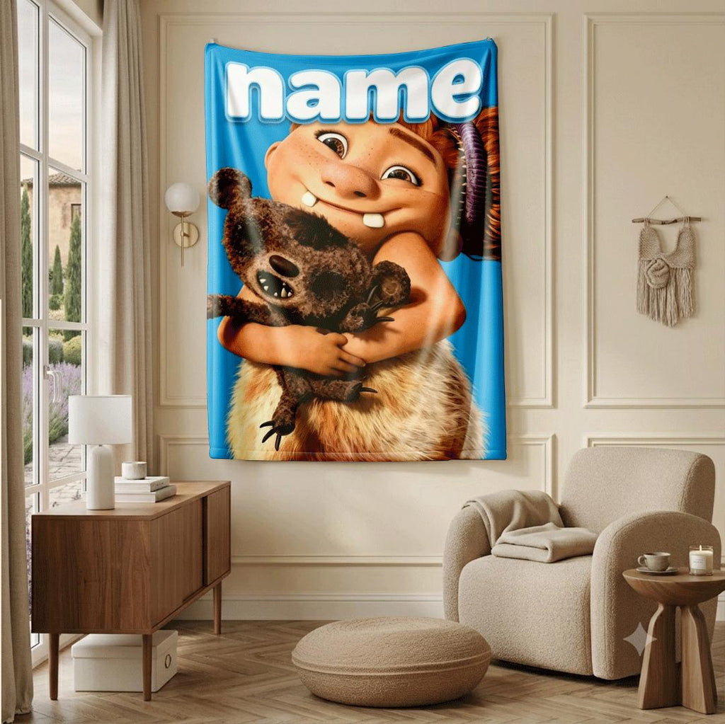 Cave kid doll print portable blanket dorm single blanket pet blanket Customized name air conditioning blankets surprise gift