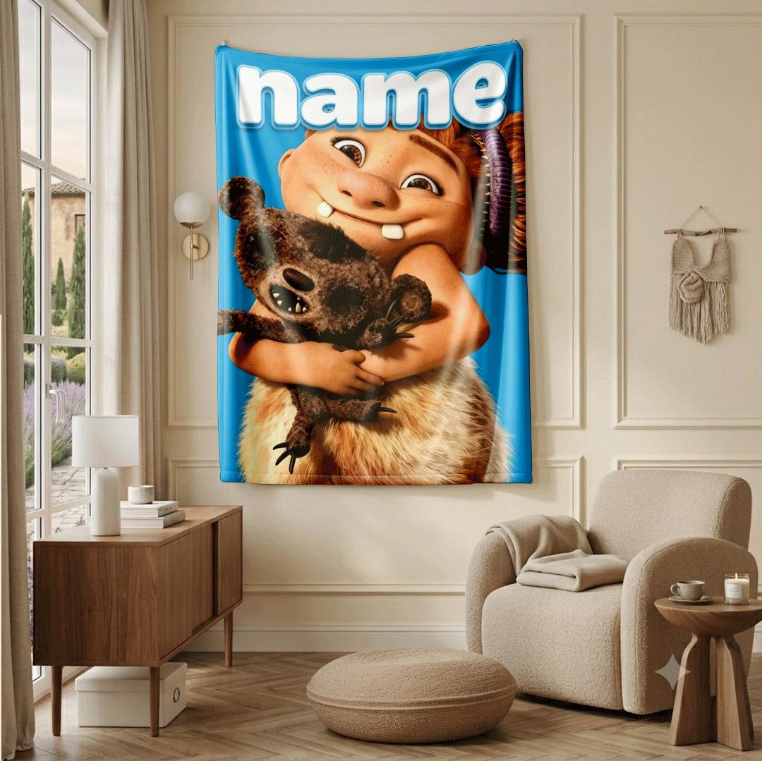 Cave kid doll print portable blanket dorm single blanket pet blanket Customized name air conditioning blankets surprise gift