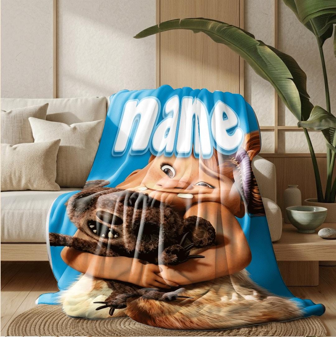 Cave kid doll print portable blanket dorm single blanket pet blanket Customized name air conditioning blankets surprise gift