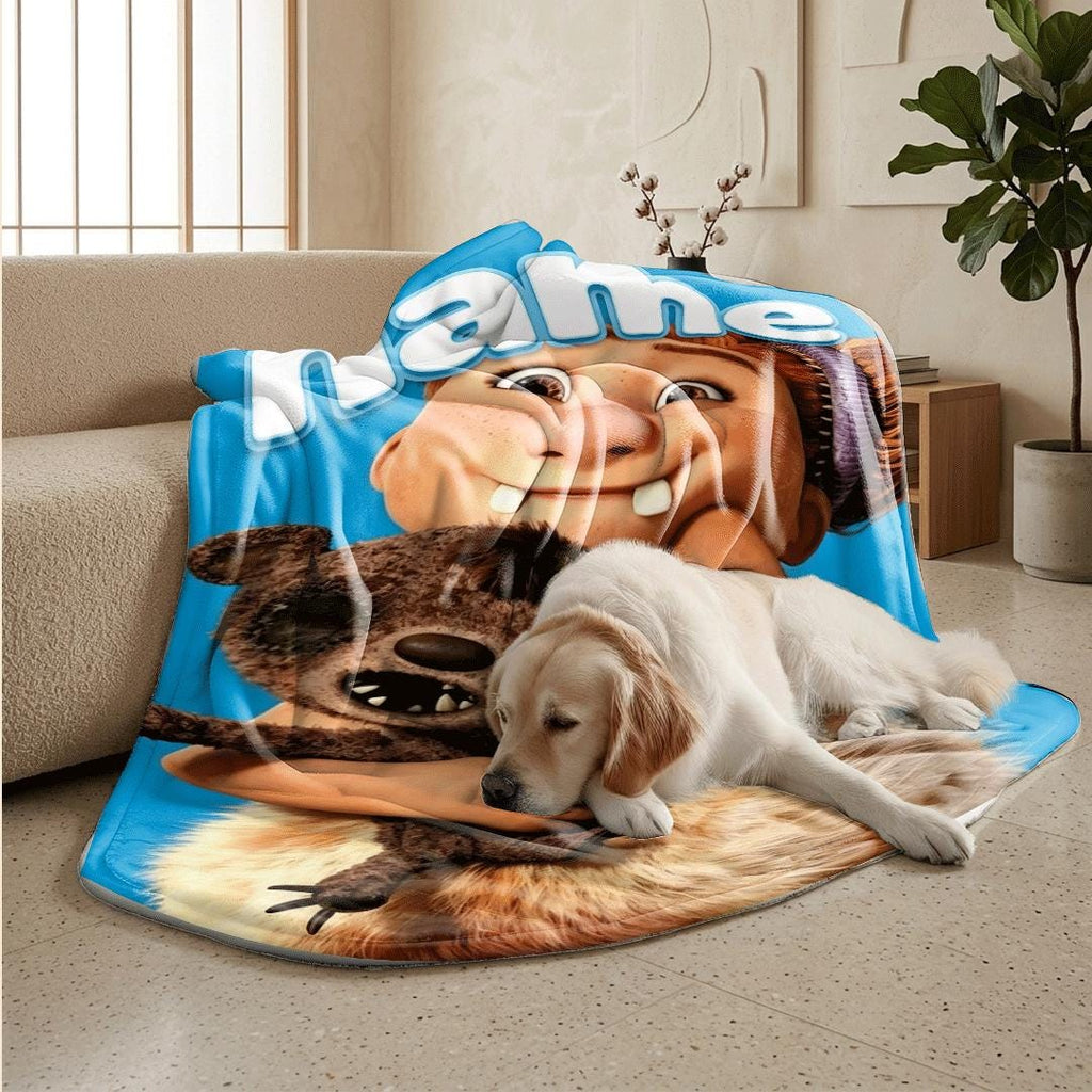 Cave kid doll print portable blanket dorm single blanket pet blanket Customized name air conditioning blankets surprise gift