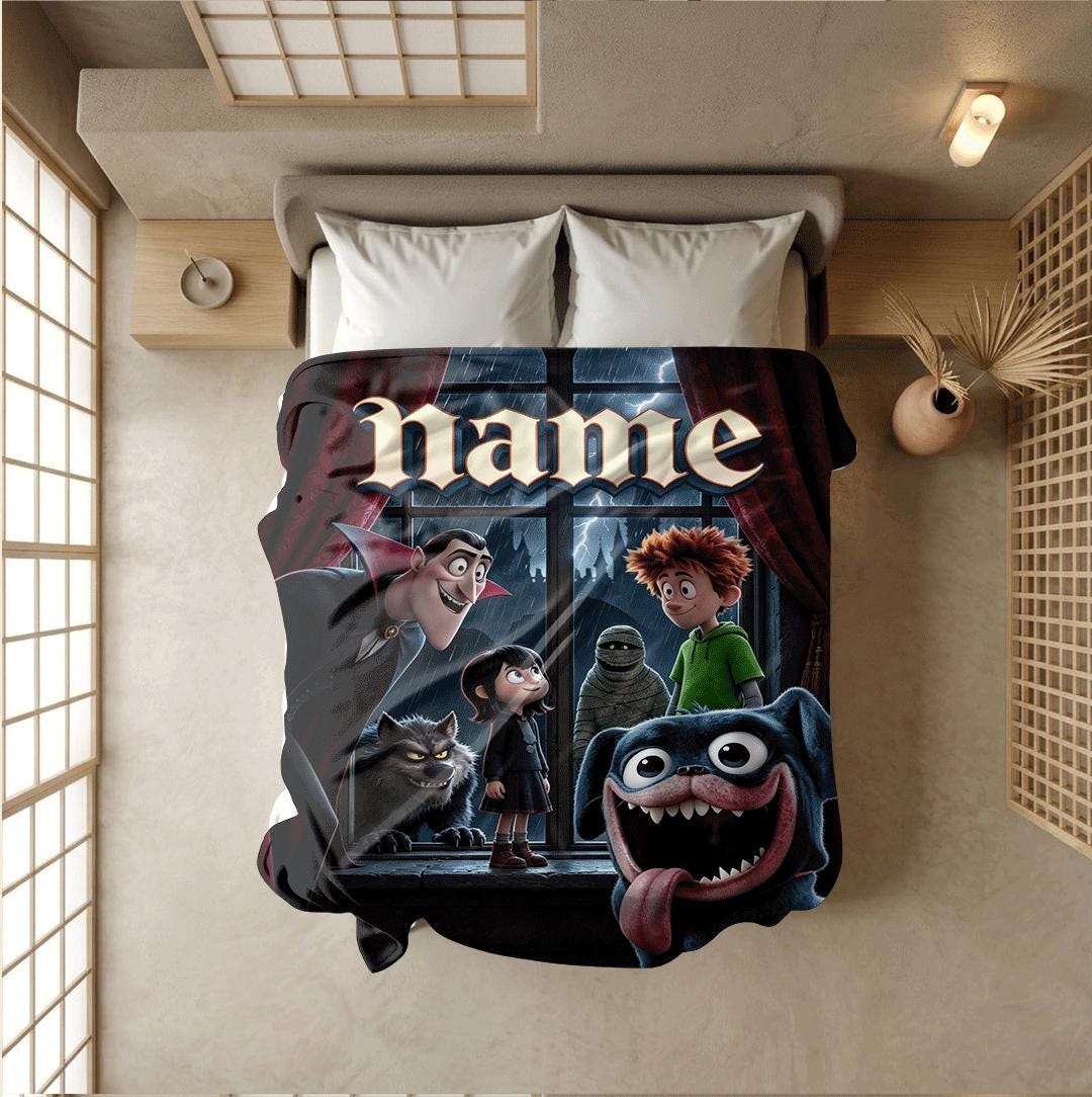 Hotel Transylvania print portable blanket dorm blanket couch blanket Customized name office blankets festival gift