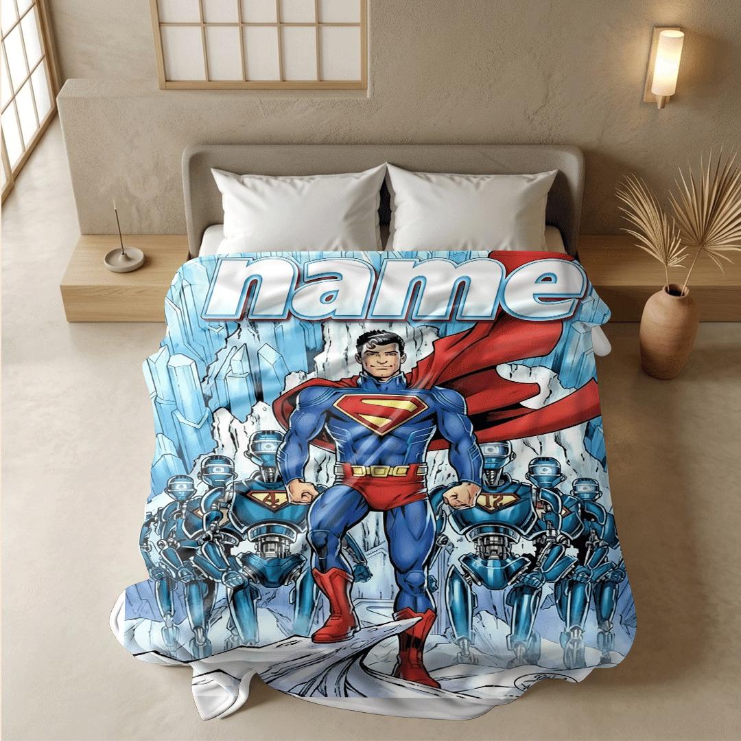 Superhero comic print kids blanket sofa blanket pet blanket Customized name office blankets festival gift