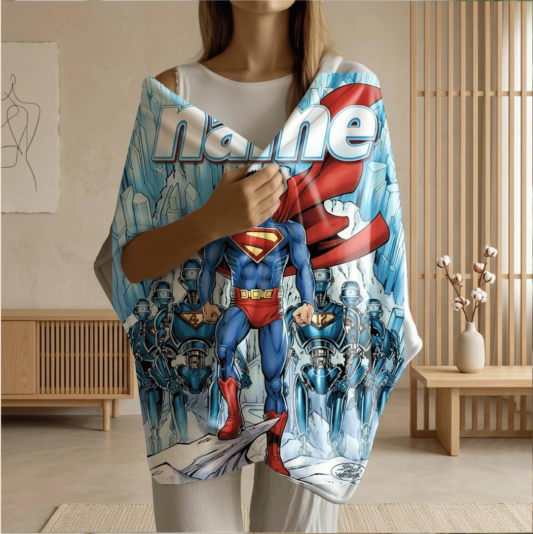Superhero comic print kids blanket sofa blanket pet blanket Customized name office blankets festival gift