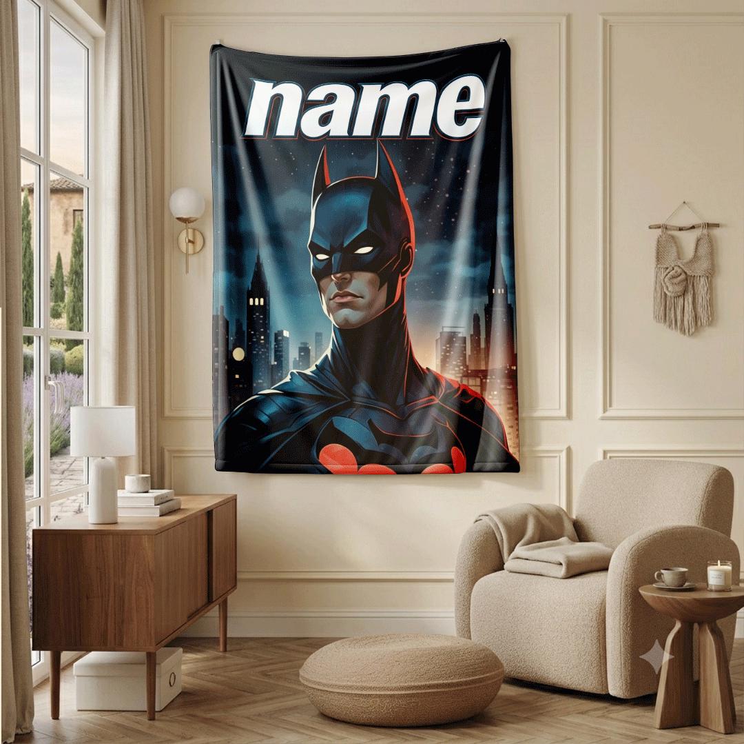 Batman city print single blanket hotel blanket pet blanket Customized name all‑season blankets surprise gift